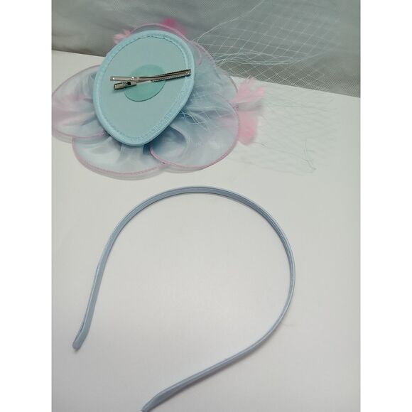 Little‎ girl hair bow and headband pink and blue Easter flower girl wedding - Picture 2 of 5